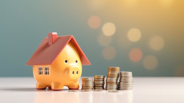 Bild vergr&ouml;&szlig;ern: Haus und Sparschwein